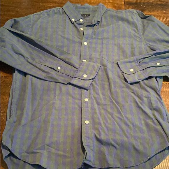 J. Crew Men's Blue and green check button down Shirt size large - Picture 1 of 7